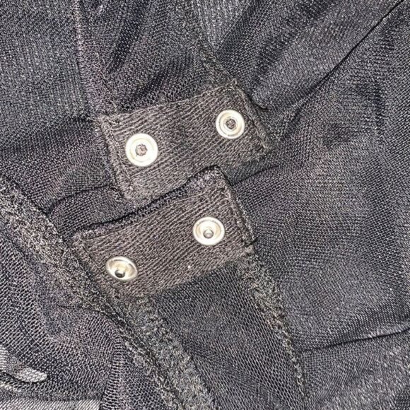 Forever 21 Black Sheer Bodysuit L Snap Closure Nylon/Spandex Stretch Contemporar - Picture 6 of 8